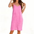 thumbnail image 4 of ClodeEU Women's V Neck Sleeveless Slip Dress, Casual Spaghetti Strap Midi Dress Pink,Women's Plus S, 4 of 6