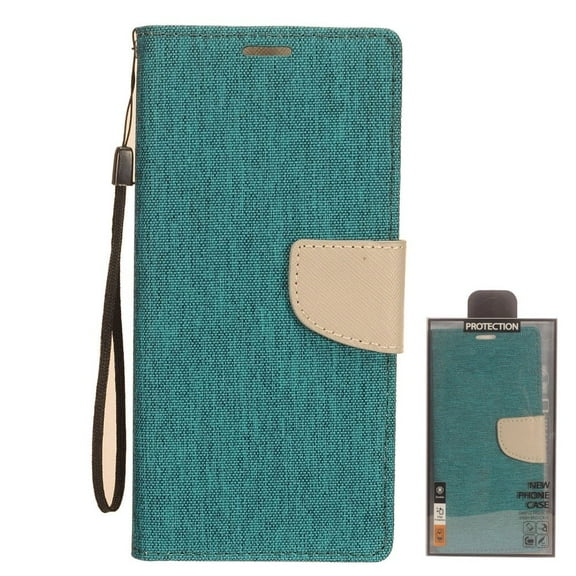 GSA Two-Tone Denim Flip Wallet Case for Samsung Galaxy A32 5g - Green/Gray