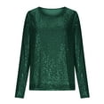 thumbnail image 4 of HongQid Sequin Tops for Women Long Sleeve Blouse for Women Dressy Sparkly Tops Crew Neck Outfits for Party Glitter Tops, 4 of 8