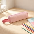 thumbnail image 2 of Canvas Pencil Pouch, Solid Color Pencil Case with Carry Strap, Portable Stationery Organizer for Office Workstation Artist Drawing and Travel Storage, 2 of 6