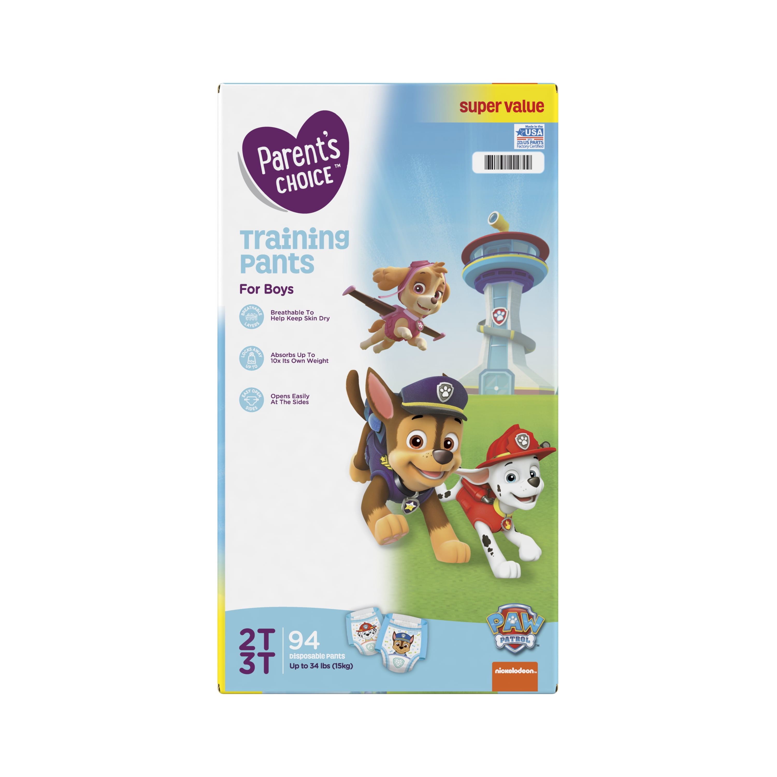 Parent's Choice Boys Training Pants, 2T 3T, 94 Count