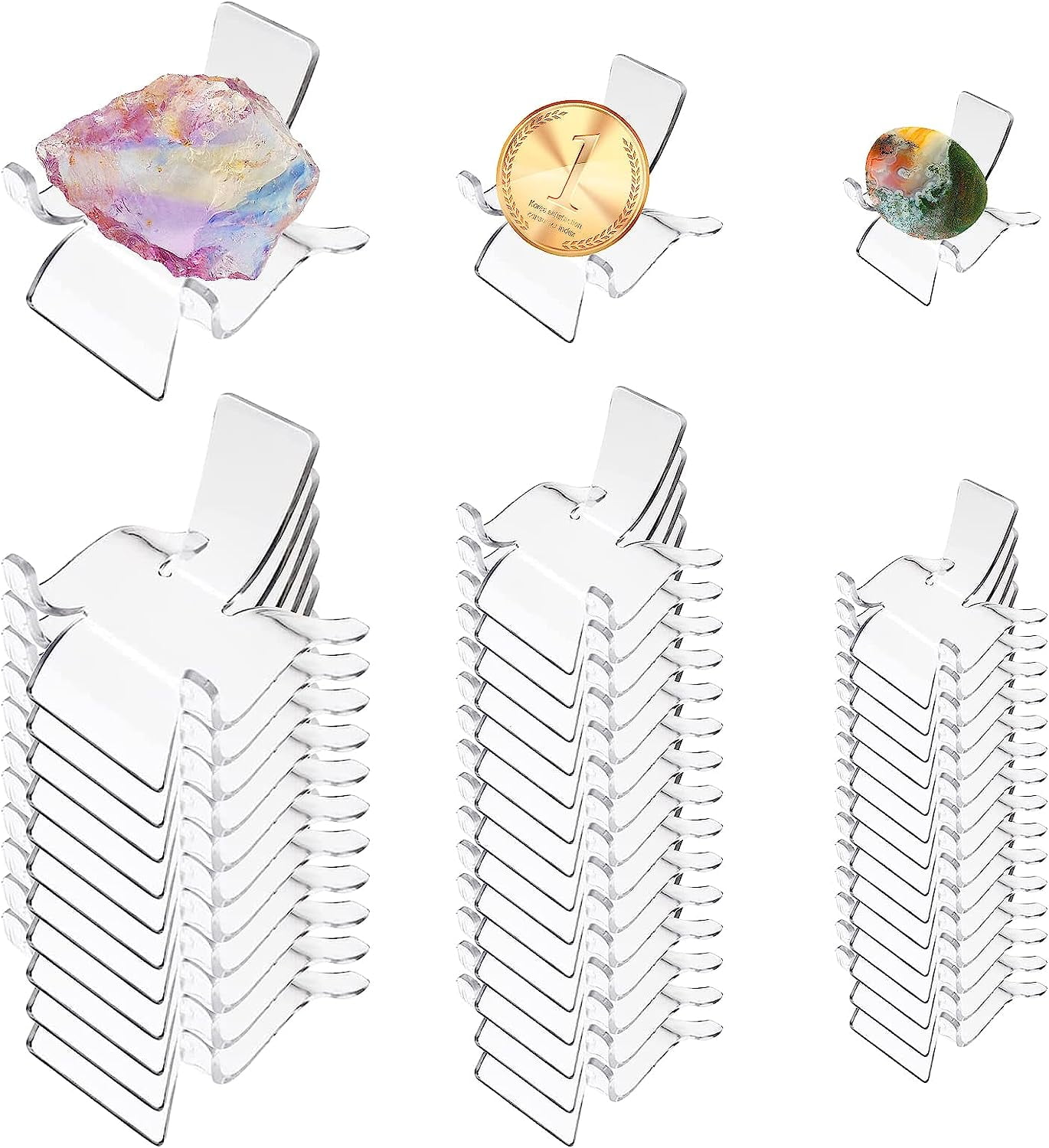 40 PCS Rock Display Stand 3 Sizes Acrylic Rock Holder Clear Display