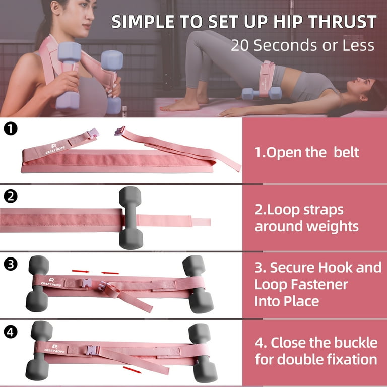Hip Thrust Belt Glute Bridge Pad Workout with Dumbbells Kettlebells for Squats Lunges Bridges Dips Training Home Gym Equipment Walmart