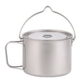 thumbnail image 1 of Olla colgante de titanio para exteriores de 900 ml con asa plegable, taza de viaje redonda, taza de café para exteriores, taza de titanio para cocina,, 1 of 9