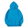 thumbnail image 5 of Hoodies for Women Basic Hoodies Oversized Plain Pullover Sweatshirt Women's Casual Front Pockets Long Sleeve Hooded Pullover Tops 2025 Fall Outdoor Loose Comfy Hoody Hoodie #11Light Blue L, 5 of 5
