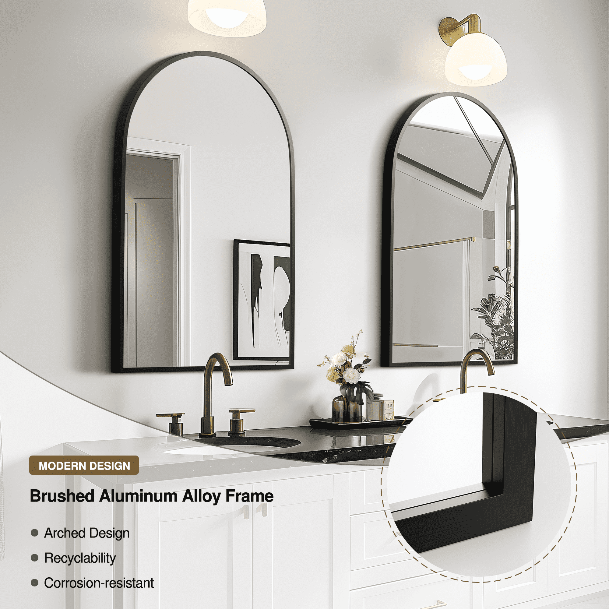 MAYEERTY 36x24 Wall Mounted Vanity Mirror Modern Bathroom Vanity Mirror for Bedroom