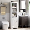 thumbnail image 2 of Tall Bathroom Storage Cabinet with Adjustable Shelves & Barn Door,Farmhouse Storage Cabinet,Tall Linen Tower Freestanding Linen Cabinet,Bathroom Floor Cabinet for Bathroom,Living Room,Kitchen, 2 of 5