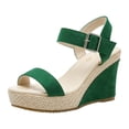 thumbnail image 6 of Rokment Women's Wedge High Heels Dressy Sandals Stylish Casual Suede Open Toe Ankle Strap Espadrilles Chunky Extra Heeled Dress Summer Shoes for Ladies Green Size 8.5, 6 of 7