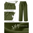 thumbnail image 5 of SHOWMALL Womens Plus Wide Leg Pants High Waisted Palazzo Pants Olive 2X Belted Lightweight Work Pants Lose Trousers with Pockets, 5 of 9