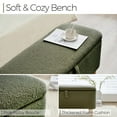 thumbnail image 5 of 39.3" Length Storage Ottoman Bench for Living Room,Green Bedroom Bench with Entryway Storage Rectangular Boucle Foot Rest Stool Padded Seat, 5 of 9