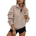 thumbnail image 2 of Resicozy Womens Half Zip Oversized Sweatshirts Hoodies 2026 Trendy Long Sleeve Pullover Tops Y2k Fall Sweatshirt Khaki L, 2 of 6
