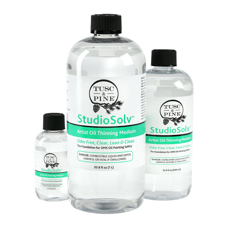  Tusc & Pine StudioSolv™ Odorless Mineral Spirits - Purified  Odor-Free Spirit Solvent for Thinning Oils, Artists, Painting Thinner,  Professionals, & More! - 3.2oz (100ml)
