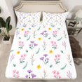 thumbnail image 2 of Homewish Watercolor Floral Queen Sheet Sets,Rustic Western Flower Flat Sheet,Pink White Purple Queen Fitted Sheet For Girls Teens,Luxury Bedroom Decor,4-Piece, 2 of 7