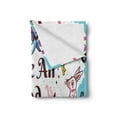 thumbnail image 2 of Alice in Wonderland Soft Flannel Fleece Throw Blanket, We Are All Mad Here Words with Caterpillar White Rabbit Cheshire Cat, Cozy Plush for Indoor and Outdoor Use, 60" x 80", Multicolor, by Ambesonne, 2 of 6