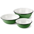 thumbnail image 2 of Novomoskovsjka Posuda Enamel Serving Bowl Set of 3 pcs Shatterproof Enameled Steel Fruit and Salad Bowls for Cooking Enamel Mixing Bowl for Indoor and Outdoor Use, Green Grass, 2 of 6