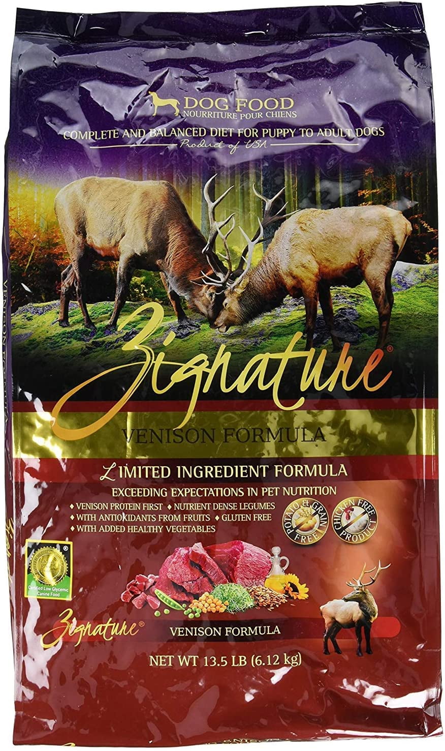 Zignature Venison Dog Food 12.5 Lb Bag. Grain Free / Gluten Free