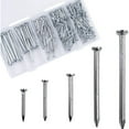 thumbnail image 3 of 350Pcs Round Head Wall Nails 5 Sizes Iron Small Nails Assortment Set Picture Hanging Nails Hardware Easy to Install, 3 of 7
