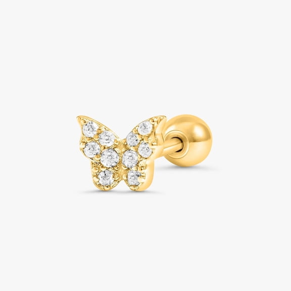 Crystal 3A CZ  Insect Butterfly Flat Back Piercing Earring