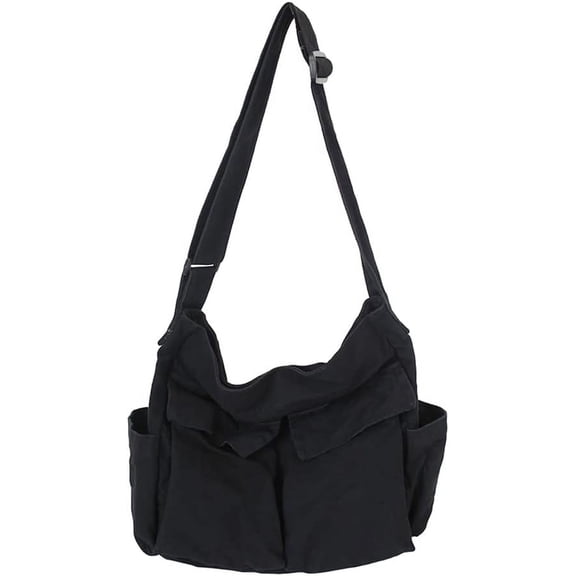 Canvas Messenger Bag Large Hobo Crossbody Bag with Multiple Pockets Canvas Shoulder Tote Bag for Women and Men