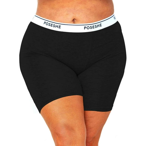 POSESHE Women's Boxer Underwear, Plus Size Boyshorts Panties 6/8" Inseam