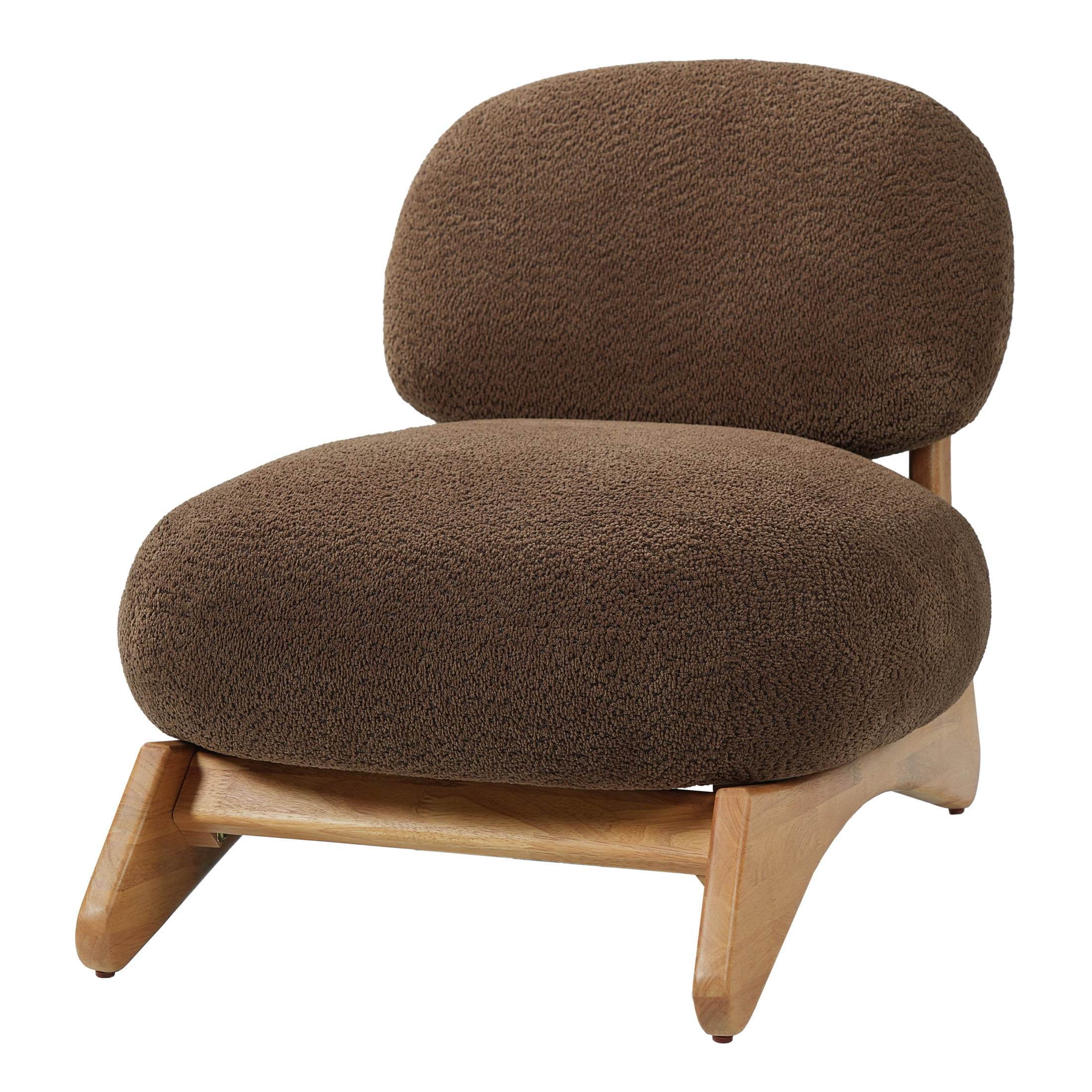 Christopher Knight Home Modern Boucle Upholstered Accent Side Chair with Solid Wood Frame, Brown
