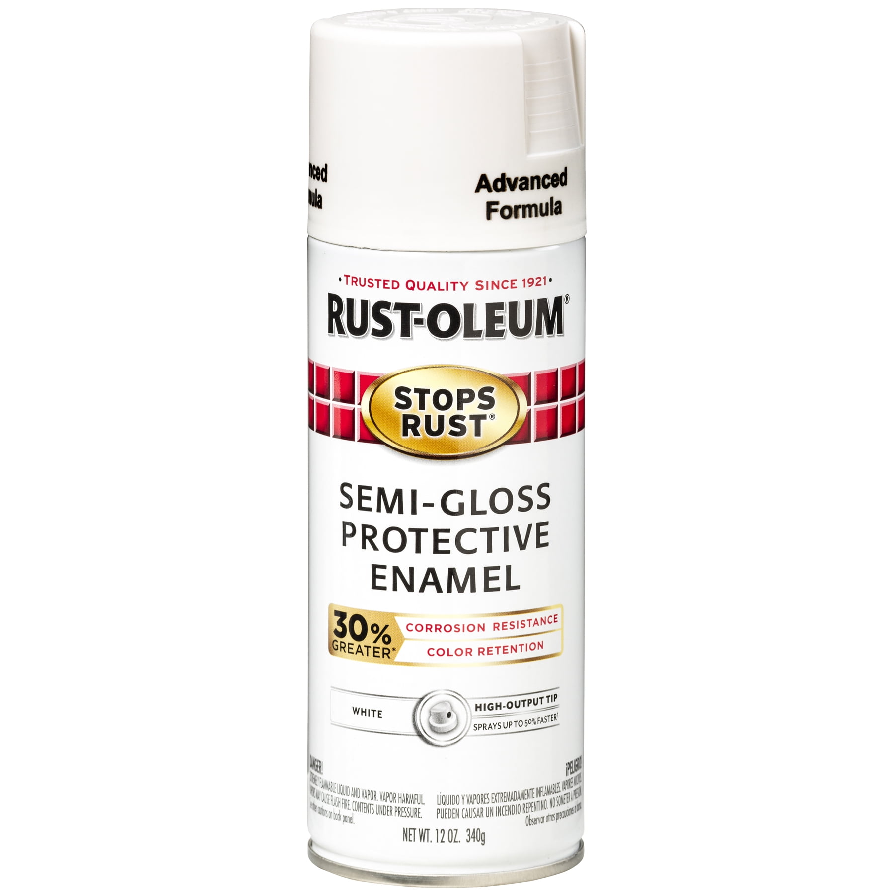 White, Rust-Oleum Stops Rust Advanced Semi-Gloss Spray Paint, 12 oz