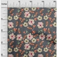 thumbnail image 1 of oneOone Cotton Silk Gray Fabric Flower Watercolor Sewing Material Print Fabric By The Yard 42 Inche Wide, 1 of 4
