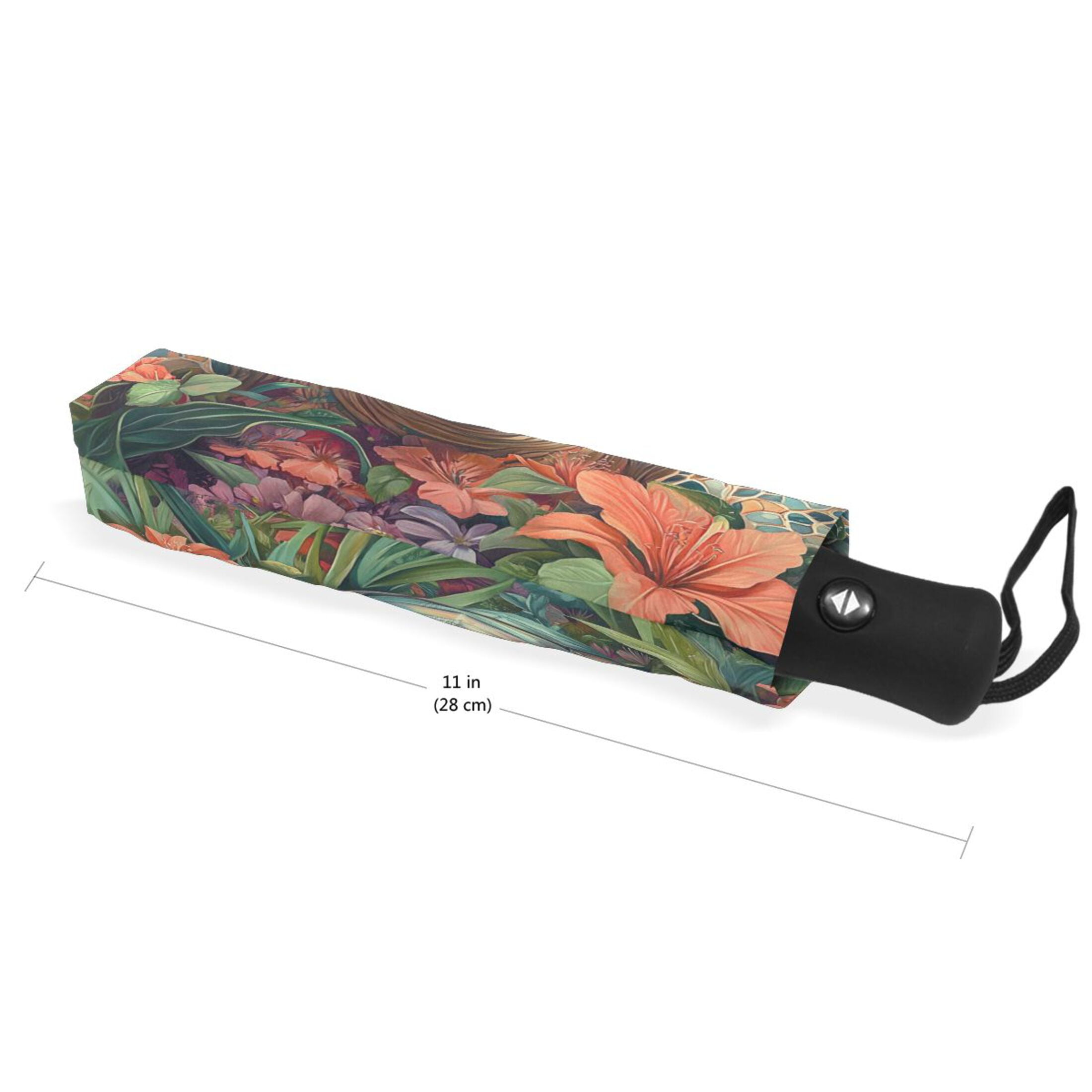 YAZAOO One-Touch Auto Open Close Rain Umbrella With Creative Turtle in A Tropical Paradise Pattern