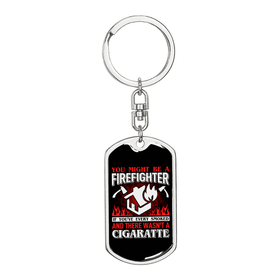 Firefighter CigArettes Stainless Steel or 18k Gold Premium Swivel Dog Tag Keychain