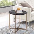 thumbnail image 6 of End Table with X Shaped Metal Base and Round Wooden Top Gold and Gray - Saltoro Sherpi, 6 of 6