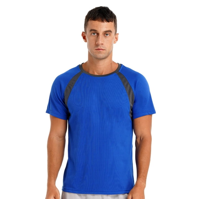 Jowowha Mens UPF 50+ UV Rash Guard Sun Protection Swim Shirt Quick Dry Athletic Running Fishing T-shirt Blue S