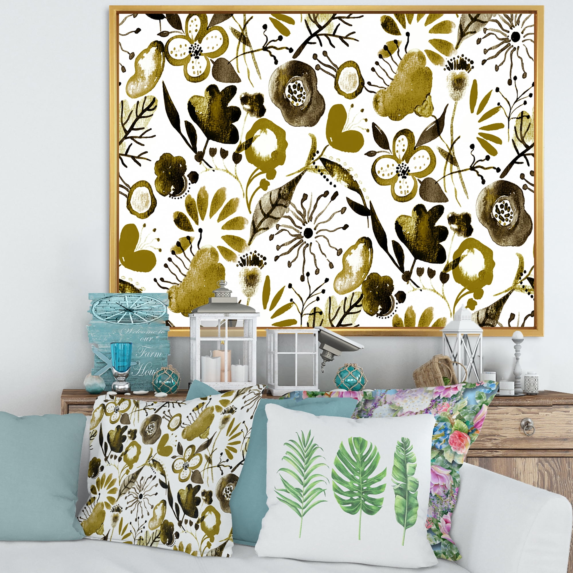 Designart 'Vital Abundance Of Wildflowers II' Modern Framed Canvas Wall Art Print