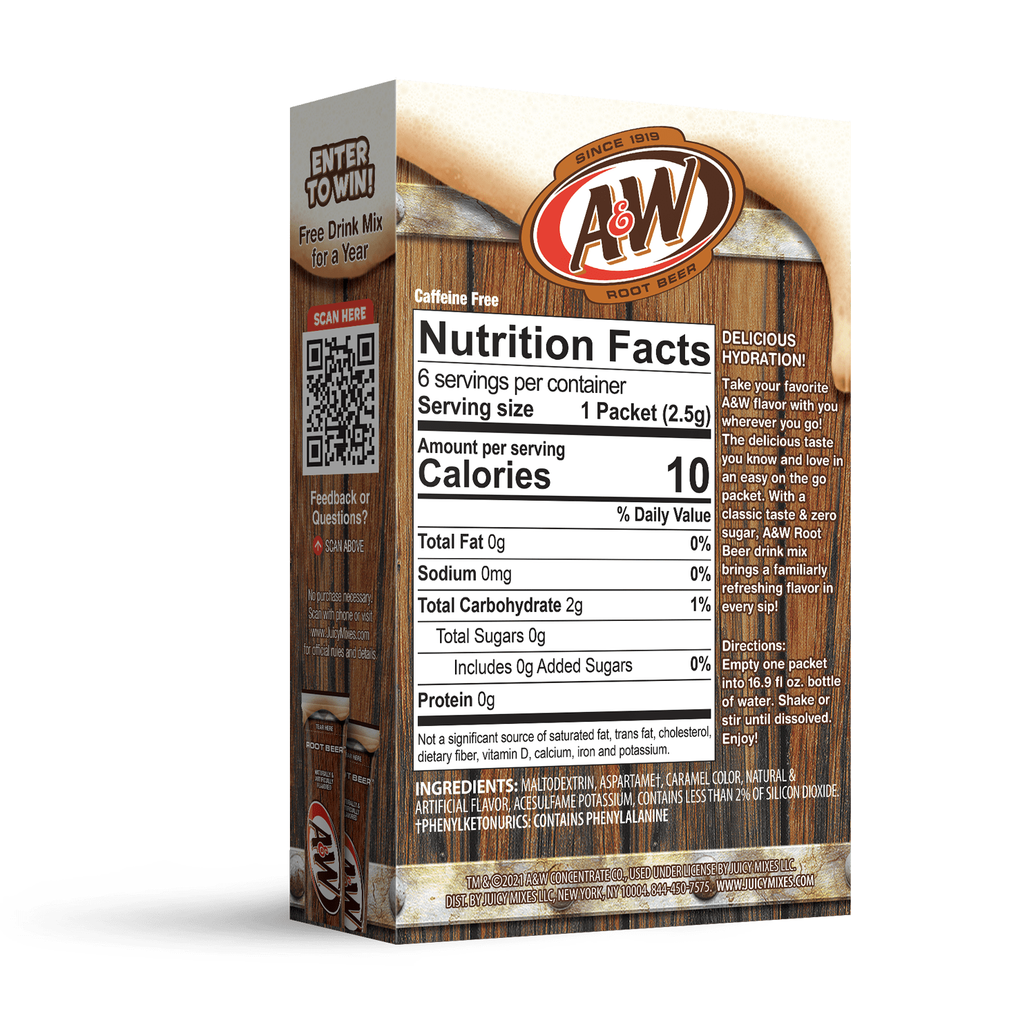 (6 pack) AW Root Beer Powder Drink Mix, Sugar-Free, 12 Pack