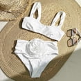 thumbnail image 6 of Women's Solid Color Three Flower With Steel Support And Chest Pad Split Swimsuit Swimsuit Cute Rompers for Women Sporty 50s Swimsuits for Women Sunflower Bathing Suit Short Sleeve Bathing Suit for, 6 of 8