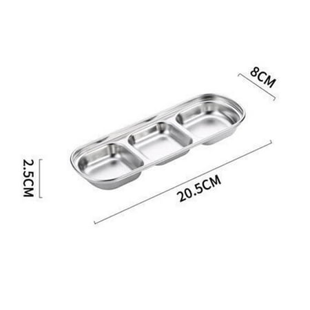 

3 Compartment Stainless Steel Sauce Plate Mini Platter Sushi Platter