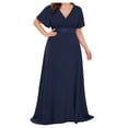 thumbnail image 1 of Maxi Vestido Dama Mujer Elegante Fiesta Drapleado Talla Extra Dara Baby  Vest096, 1 of 4