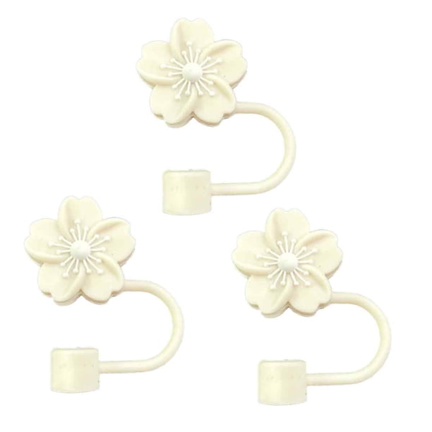 3 tapas de silicona con forma de flores para taza, 0,4 pulgadas, bonitos accesorios para pajitas para vasos Stanley de 40 oz/30 oz, protectores portátiles, regalos de decoración de San Valentín para