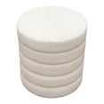 thumbnail image 3 of Benjara Accent Ottoman- 17 Inch- Ivory Boucle Upholstery- Round Stacked Design, 3 of 6