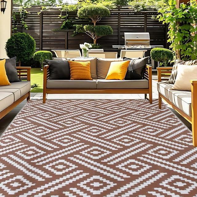 Tapis d'Extérieur Tapis d'Extérieur en Paille Plastique pour Patio Tapis Réversible d'Extérieur pour Camping Terrasse VR x Tapis de Zone Balcon Porche Cour Arrière et