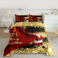 thumbnail image 2 of Homewish Teens Xmas Santa Claus Bedding Comforter Set 2pcs,Merry Christmas Twin Comforter Sets Microfiber,Golden Stars Print Breathable Bedding Set,Luxury Bedroom Decor,Reversible, 2 of 8