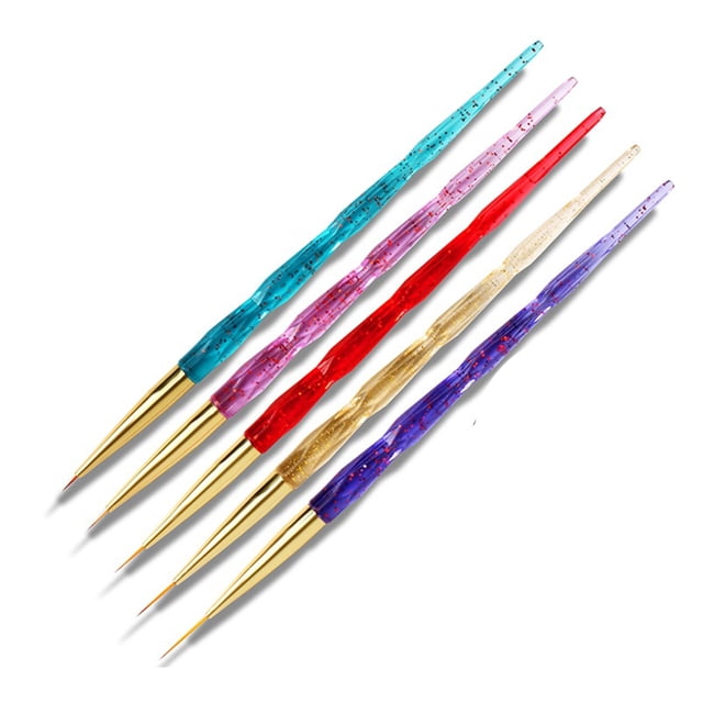 Seitruly 5 Pieces Manicure Brushes Acrylic Gel Brush Tips Nails Liner Tools Pen Salon Home Painting Art Application Set Type3 NO3 Seitruly CE012211-00