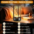 thumbnail image 2 of Portable Metal Table Lamp, 2000 mAh Rechargeable Outdoor Table Lamp Cordless, 3 Color Stepless Dimmable Atmosphere Table Lamps for Patio, Camping, Coffee table decor lamp for Indoor/Outdoor, 2 of 9