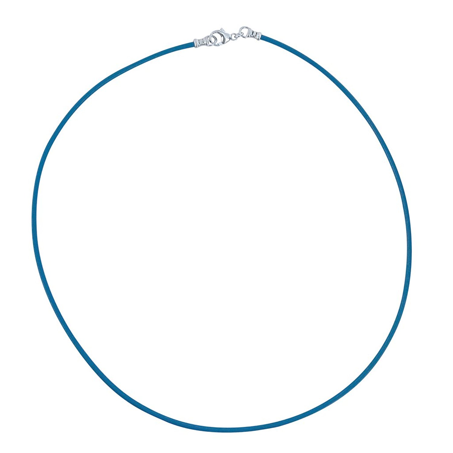 Sterling Silver 1.8mm Fine Sky Blue Leather Cord Necklace