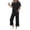 Black#10, variant on Textilo Two Piece Sets for Women Jogger Lounge Spring Set Tracksuit Short Sleeve T-Shirt Business Wide Leg Pants Sets Green L