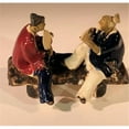 thumbnail image 1 of Bonsai Boy e3405 3 in. Ceramic Figurine - Two Men Sitting On A Bench with Fans, Blue & Red, 1 of 1