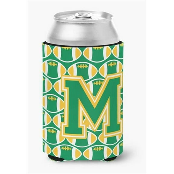 Letter M Football Green & Gold Can or Bottle Hugger