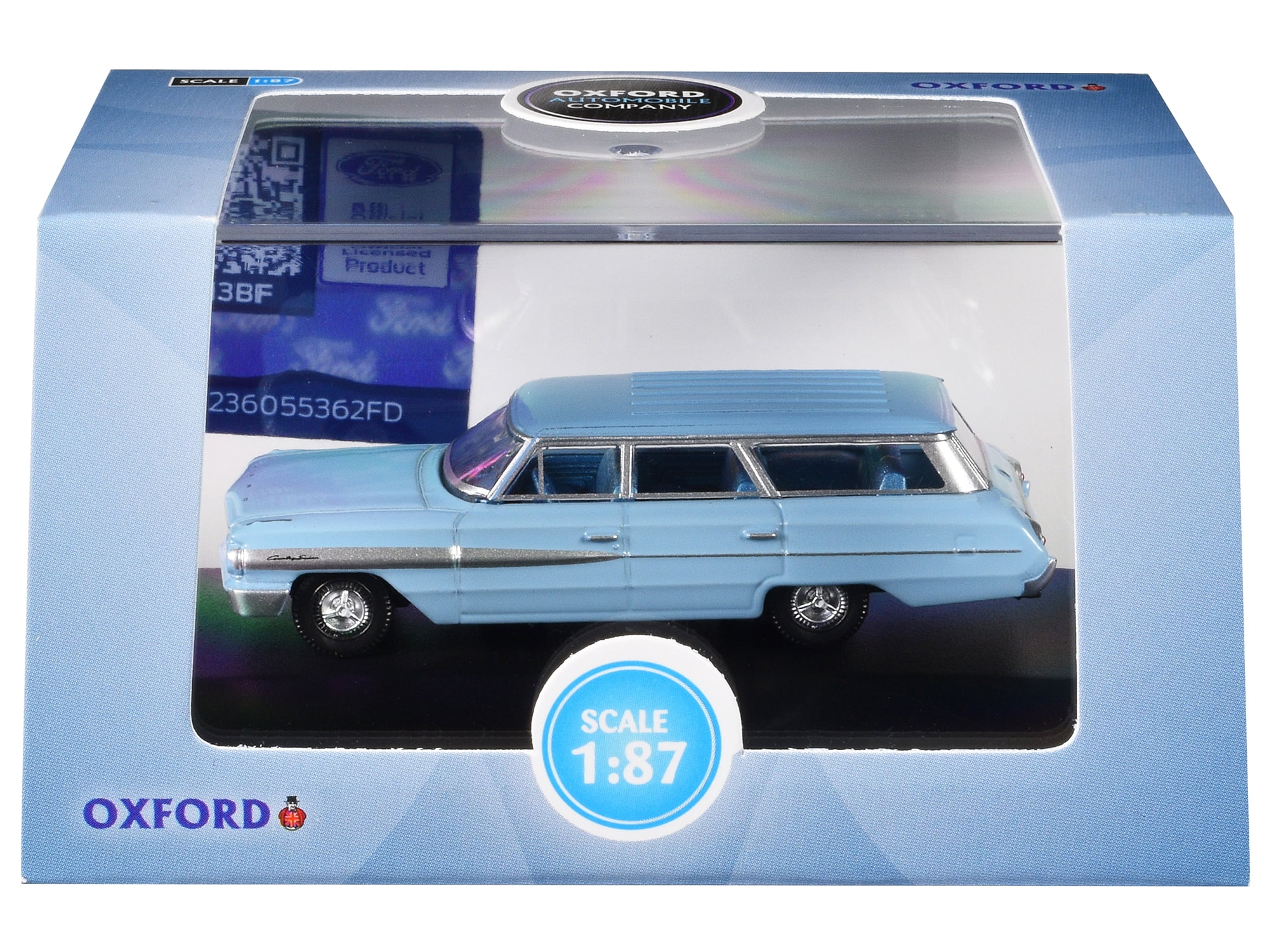 1964 Ford Country Sedan Skylight Blue 1/87 (HO) Scale Diecast Model Car by Oxford Diecast