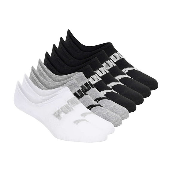 Puma Women's No Show Non-Slip Liner Socks Size: 5-9.5, Color: Black/Gray/White