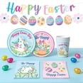thumbnail image 4 of Decoraciones de Pascua, vajilla para 10 invitados, platos de papel, vasos, platos, globos, servilletas, pancartas, pajitas y cubiertos. Juego de cubiertos de papel., 4 of 6