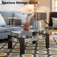 thumbnail image 2 of LAUSATEK 220Lbs Rectangle Glass Coffee Table Modern 2-Tier Center Table with Metal Tube Legs for Living Room Office Black, 2 of 8
